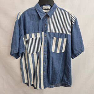Vintage 90's Take A Break Men's LG Denim Funky Color Short Sleeve 100% Cotton